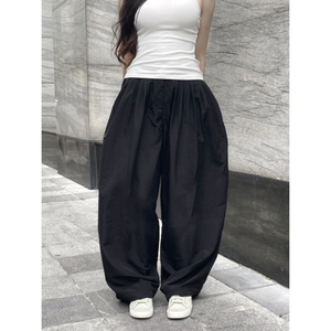 Pantalones de verano para mujer, diseño de capullo de flores, cintura alta, longitud de nueve puntos, pantalones de pierna ancha, ropa informal adelgazante, fabricante de Vietnam - Product Image 3