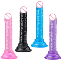 Dildo realista manual con ventosa para mujer, mini pene de cristal pequeño, juguete de masturbación para mujer adulta
