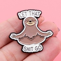 Épinglette en émail personnalisée drôle avec citation d'animal paresseux, badge mignon de dessin animé, accessoire de mode en métal, cadeau