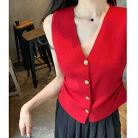 IStapromo, regalos, venta al por mayor, Chaleco de punto con cuello en V y una botonadura para mujer francesa, novedad de verano 2025, Top ajustado