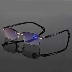 New Anti Blue Light Blocking Rimless Reading <strong>Glasses</strong> Women Men Square Frameless Presbyopic <strong>Glasses</strong> Diopters +1.0 <strong>1.5</strong> 2 2.5 - Product Image 1