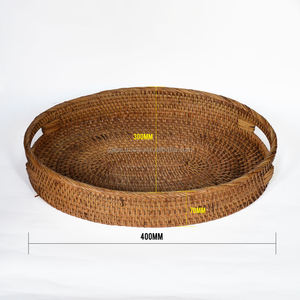 Plateau de service en rotin naturel fait main de forme ovale directement d'Indonésie - Product Image 3
