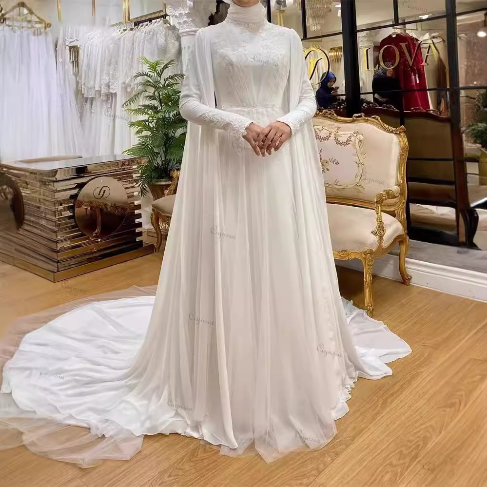 Simple Muslim Wedding Dresses Elegant Modest Gowns