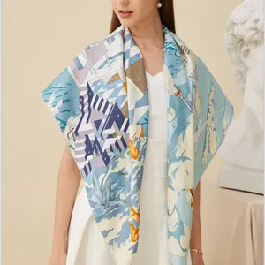 Lenço de seda para mulheres, lenço de seda para cabelo, tecido quadrado de seda natural, xale de cetim