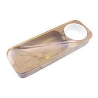 Ensemble de planches à fromage en bois d'acacia écologiques personnalisées avec bol en céramique, plateau de service et bol à sauce pour les fêtes