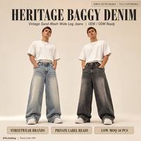 Jeans Baggy Heritage Personnalisés 420GSM OEM ODM Marque Privée Faible MOQ Échantillon Rapide Remboursable Entièrement Personnalisable Streetwear pour Marques