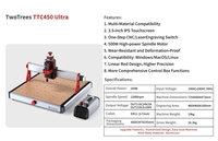 TTC450 Ultra Machine Cnc 4 Axes en Aluminium 2 en 1 pour Travail du Bois avec Changeur d'Outils Automatique, Système de Table Cnc Router Graveur pour Bois et Pierre