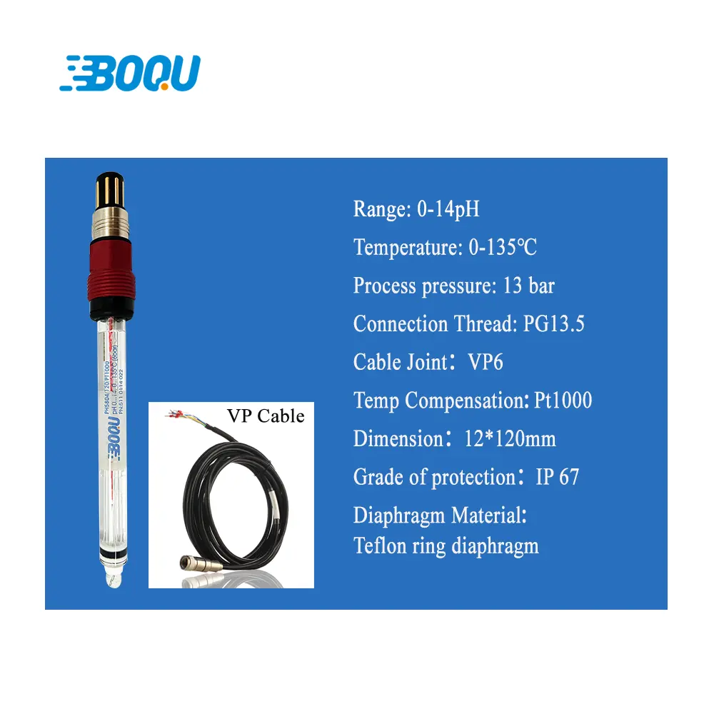 ph sensor Chemical Process Water Quality Monitoring Two-cavity structure reference system 0-14pH Glass ph sensor
