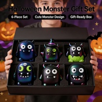 Ensemble de 6 jouets sensoriels en mousse PU à montée lente, monstres caméléons irisés, boîte cadeau Halloween