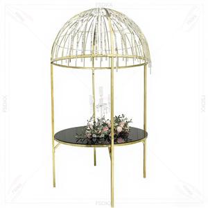 Wedding <strong>Tall</strong> Gold Stainless Steel Dining <strong>Table</strong> with Beads Crystal Banquet <strong>Table</strong> Bird Cage <strong>Tables</strong> for Sale - Product Image 5