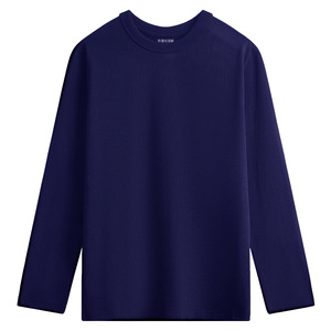 T-shirt pour homme en coton uni, col rond, manches longues, coupe ample, décontracté, respirant, de haute qualité, avec logo personnalisé OEM - Product Image 4