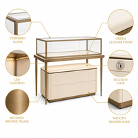 Vitrine à bijoux en acier inoxydable personnalisable avec éclairage LED, écologique et durable, pour les magasins de détail, les musées, la décoration intérieure