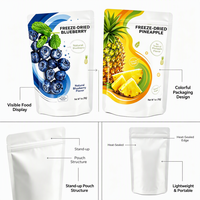 Sachet Doypack Mylar Personnalisé Imprimé pour Fruits Lyophilisés, avec Fermeture Ziplock Argentée et Fenêtre Transparente, pour Emballage Alimentaire