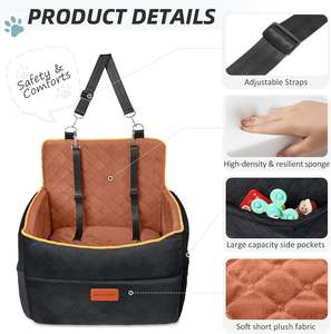 Asiento de Coche de Lujo XiaozePet para Perros, Desmontable, Lavable, con Bolsillos de Almacenamiento, 2 Cinturones de Seguridad, Esponja Duradera, Poliéster 35 - Product Image 2