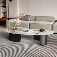 Table basse moderne et durable Haavk, écologique, pour petits appartements, style minimaliste, luxe, marbre artificiel noir, meubles pour la maison