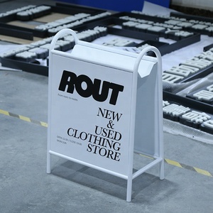 Double-Sided A-Frame Sidewalk Sign Stand Metal Pavement Advertising <b>Board</b> for Business Outdoor Display - Product Image 3