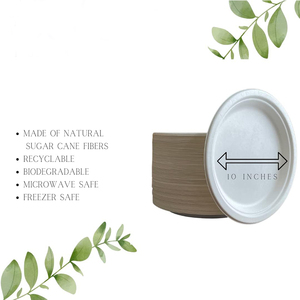 Thân Thiện Với Môi Lò Vi Sóng An Toàn 10 Inch Heavy Duty Trắng 10 "Phân Hủy Sinh Học Compostable Bột Giấy Dùng Một Lần Tấm - Product Image 4