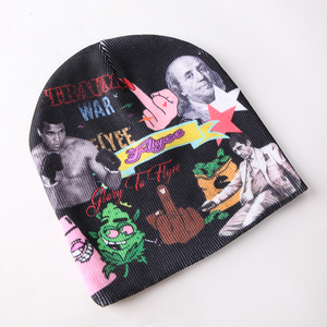 Tùy Chỉnh Thiết Kế Satin Lót Thời Trang Phố Chạy <span class=keywords><strong>Beanie</strong></span> Với Đồ Họa Thăng Hoa In Skull <span class=keywords><strong>Cap</strong></span> Cho Nam Giới - Product Image 3