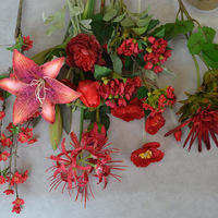 Fleurs artificielles en soie rouge et bordeaux pour mariage, banquet, cérémonie, fiançailles, arrangement floral, fournitures de bricolage