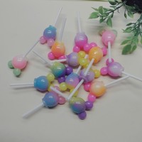Resin Lucu Terbaru Warna-warni Mouse Lollipop Charm Flat Back Cabochon untuk Pembuatan Perhiasan Gantungan Kunci Anting Kalung