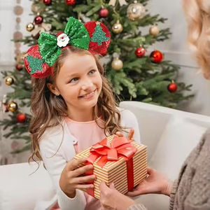 Diadema con lazo y orejas de ratón de Navidad, <span class=keywords><strong>Aro</strong></span> para el pelo para mujeres y niñas, bandas para el pelo de lentejuelas, accesorios para el cabello con patrón de árbol de Navidad - Product Image 2