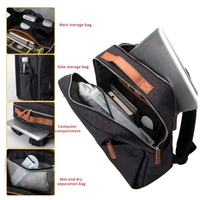 Ransel Laptop Unisex Gaya Minimalis OEM dengan Port USB, Ritsleting Tahan Air & Pegangan Lembut, Kapasitas Besar untuk Perjalanan