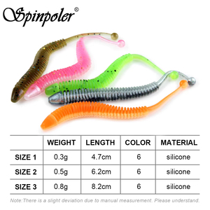 Esca Morbida in Plastica Spinpoler, Verme in <span class=keywords><strong>Silicone</strong></span> 0.3g/0.5g/0.8g, Esca Artificiale per Trota e Spigola, Attrezzatura da Pesca - Product Image 2