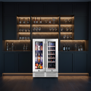 Réfrigérateur à vin 110L <span class=keywords><strong>40</strong></span> bouteilles, double température, acier inoxydable, double porte vitrée, vitrine - Product Image 6