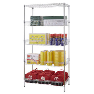 <span class=keywords><strong>Étagère</strong></span> <span class=keywords><strong>de</strong></span> rangement commerciale à 5 niveaux réglable en acier chromé avec paniers en fil métallique pour garage - Vente en gros - Product Image 2