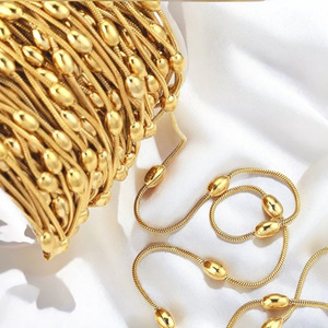 Wholesale 18K Gold PVD Plated Round Bead Snake <b>Chain</b> | Vacuum Electroplated Snake <b>Chain</b> for Necklace - Product Image 3