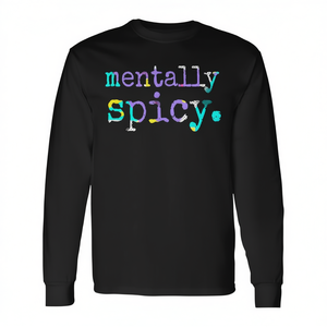 Camiseta de manga larga Mentally Spicy, color negro, unisex, talla mediana para adultos - Product Image 2