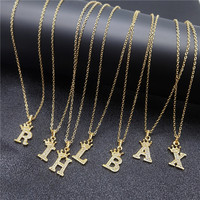 Collar con Inicial, Latón Chapado en Oro de 18K, Letras Grandes, Nombre en Letra Cursiva, Collar con Monograma
