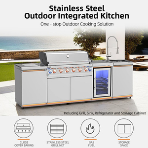 <span class=keywords><strong>Barbecue</strong></span> <span class=keywords><strong>à</strong></span> <span class=keywords><strong>gaz</strong></span> extérieur en acier inoxydable avec armoire de rangement, ensemble de cuisine BBQ au propane en promotion - Product Image 2