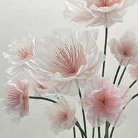 Stand Bunga Raksasa Organza Warna-warni Buatan Tangan Berkualitas Tinggi Warna Pink Ceri untuk Dekorasi Acara/Pesta Ulang Tahun/Festival