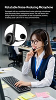 Casque d'écoute supra-auriculaire SY490MV à double écouteur avec adaptateur USB, haut-parleur de 32 mm, son 3D pour bureau, PC et ordinateur portable