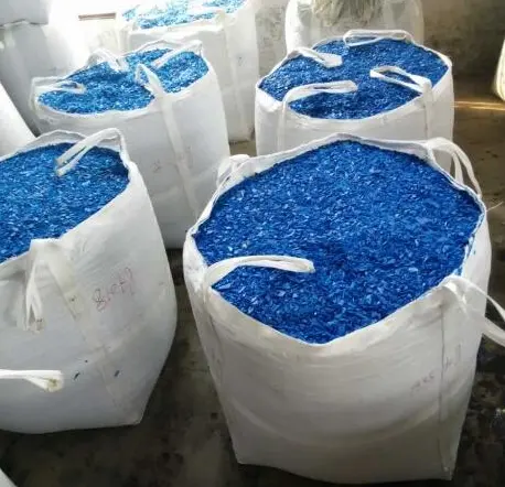 Переработанные/перешлифованные синие барабанные обрезки HDPE