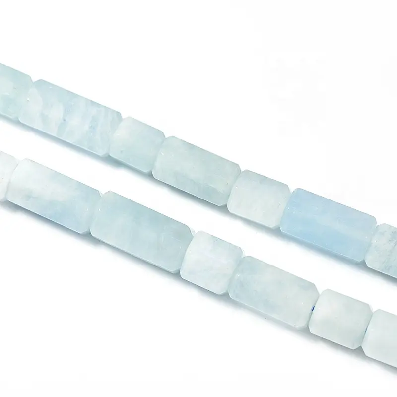 Natural Matte Aquamarine Drum Gemstones Beads Wholesale