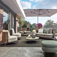 Ensemble de canapés en rotin imperméable avec structure en aluminium, design contemporain et écologique, pour l'extérieur, cour, jardin, terrasse