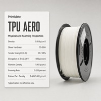 Filament en mousse TPU Printmate Aero 1,75 mm, léger et flexible, matériau d'impression 3D, dureté réglable 55-90A, rebond élevé, 250 g, blanc