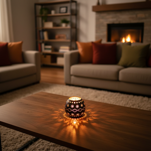 Portavelas Decorativo Ecológico Hecho a Mano con Diseño de Rayos de Sol y Cáscara de Coco para Velas de Té, Ideal para Navidad, Pascua, Cumpleaños y Decoración del Hogar - Product Image 2