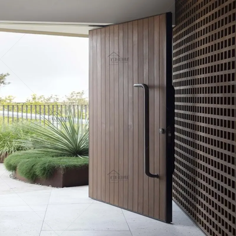 Современная роскошная входная основная деревянная дверь в Китае дизайн входной деревянной двери модная Поворотная алюминиевая дверь деревянный цвет