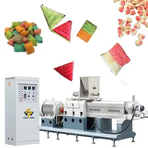 500kg/h Bicolor Puffed or Frying Snacks Equipment Fried Snacks Food Production Line Crispy Bugles Chips Extruder Machinery