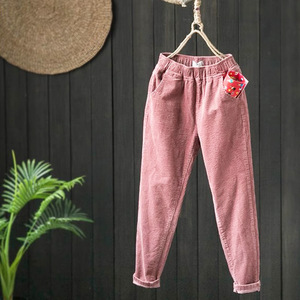 Harem <b>Pants</b> Corduroy Fleece <b>Lined</b> Thickened Casual Women Autumn Winter Warm <b>Pants</b> With Pocket Artistic Retro Style - Product Image 5