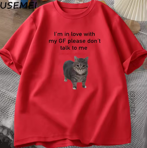 T-shirts amusants « I'm in Love with My GF » pour hommes, en coton, coupe ample, col rond, manches courtes, pour couples - Product Image 3