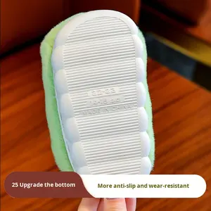 Chaussons pour enfants en fausse fourrure de lapin, semelle extérieure en PVC, garçons 1-3 ans, filles, automne, chauds, dessin animé 3D, antidérapants, durables - Product Image 3