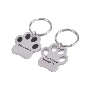 Porte-clés en métal personnalisé en acier inoxydable, porte-clés en métal vierge, porte-clés 3d pour animal de compagnie, chat, chien, patte