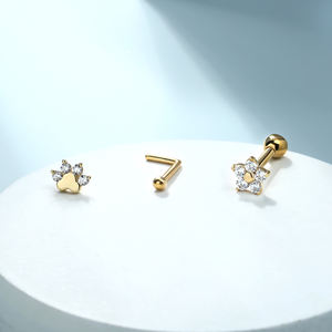 Toposh 14K massief gouden navelring, <span class=keywords><strong>labret</strong></span>, kraakbeen, tragus, daith oorring, neusring, piercing, kerstjuweel - Product Image 4