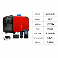 Chauffage de stationnement diesel tout-en-un 8KW 12V 24V avec réservoir de carburant intégré de 5L, application Bluetooth, pour camion, camping-car, fourgonnette