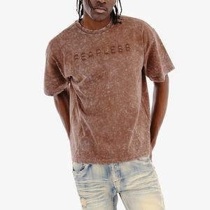 T-shirt Streetwear Personnalisé à Motif 100% Coton Coupe Oversize Ourlet Brut Coupe Boxy T-shirt Homme Court Effet Délavé à l'Acide - Product Image 2