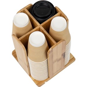 Support de tasses en papier de bambou Mind Reader, support de rangement rotatif à 360 degrés pour cuisine et salon, design écologique - Product Image 2